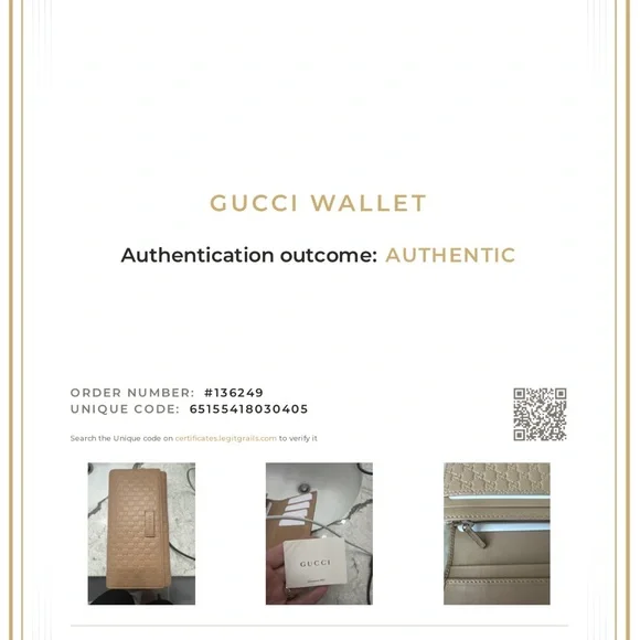 Gucci GG Leather Wallet with Gold Chain + Box & Dust Bag